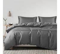 LINENWALAS 100% Organic Eucalyptus Tencel 3pc Duvet Cover Set With Zipper Closure and Corner Ties - Softest Cooling Luxury Bedding Perfect for Hair & Skin (Emperor/Light Grey)