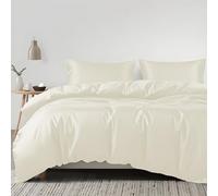 LINENWALAS 100% Organic Eucalyptus Tencel 3pc Duvet Cover Set With Zipper Closure and Corner Ties - Softest Cooling Luxury Bedding Perfect for Hair & Skin (Emperor, Ivory/Off-White)