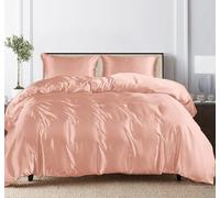 LINENWALAS 100% Tencel Lyocell 3 Pcs Core Bedding Duvet Cover Set- 1 Duvet Cover, 1 Fitted Sheet & 1 Pillowcases Soft, Premium Cooling Eucalyptus Quilt Cover Set (Single, Peach Fuzz)