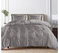 LINENWALAS 100% Tencel Lyocell 4 Pcs Bedding Set, 1 Duvet Cover Set,1 Fitted Sheet & 2 Pillowcases Soft, Premium Cooling Eucalyptus Quilt Cover Set (Super King, Light Grey)