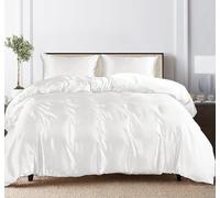 LINENWALAS 100% Tencel Lyocell 4 Pcs Core Bedding Duvet Cover Set- 1 Duvet Cover, 1 Fitted Sheet & 2 Pillowcases Soft, Premium Cooling Eucalyptus Quilt Cover Set (Double, White)