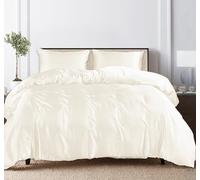 LINENWALAS 100% Tencel Lyocell 4 Pcs Core Bedding Duvet Cover Set- 1 Duvet Cover, 1 Fitted Sheet & 2 Pillowcases Soft, Premium Cooling Eucalyptus Quilt Cover Set (Double, Ivory/Off-White)