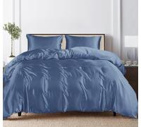 LINENWALAS 100% Tencel Lyocell Core Bedding Set -1 Duvet Cover, 1 Fitted, 2 Pillows - Softest Cooling Eucalyptus Bedding (King, Blue)