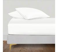 LINENWALAS 100% Tencel Lyocell Fitted Sheet Only with Secure Snug Fit All Around Elastic 40 cm Deep Pocket Fitted Bed Sheet- Softest Cooling Eucalyptus Silk Bedding (White, Double)