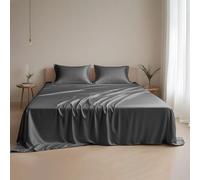 LINENWALAS 100% Tencel Sheets Set 4 PC- Luxury Softest Cool Eucalyptus Sheets Perfect for Skin care - Fitted sheet, Flat sheet and Pillowcases (Superking, Grey)