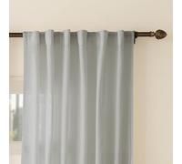 LINENWALAS Cotton Linen Sheer Curtains 108 inch Length, Rod Pocket With Back Loops Top, Light Filtering Sheer Drapes Pack of 2, Treatment for Bedroom Living Room (L-108 x W-52 / Silver)