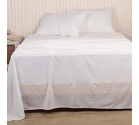 LINENWALAS Flat Sheet Only Super King Size, 100% Cotton Percale Flat Sheet, Crisp and Cooling Breathable Bed Linen, Soft Luxury Premium Cotton Top Sheet Superking 300x275 CM (White)