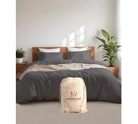 LINENWALAS Single Size Duvet Cover Set, 1000 Thread Count Premium 100% Egyptian Cotton 2-Piece Quilt Cover Set - Soft, Thick & Breathable Bedding Set (140x200 cm, Light Grey)