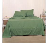 LINENWALAS Single Size Flat Sheet Only, 100% Cotton Percale Flat Sheet Single Size, Crisp and Cooling Breathable Bed Linen, Soft Luxury Premium Cotton Top Sheet 180x275 CM (Avocado Green)