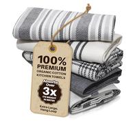 LinenWeave Pack of 5 Tea Towels-100% Cotton 45 x 70 cm -Super Absorbent Tea Towel- Machine Washable Kitchen Towel-Tea towels for kitchen (5towelsCC)