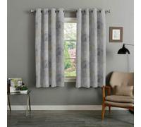 LinenZone Posh Range Luxury Hotel Quality 100% Egyptian Cotton Curtains (Tropica Silver, Pair Of Curtains)