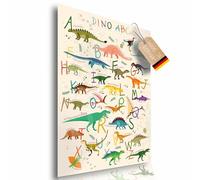Lineo Dinosaur ABC Learning Poster; XXL Children's Room Decoration & Learning Alphabet Dino World Animal Poster Wall Picture Art Print for Children 60 x 42 cm