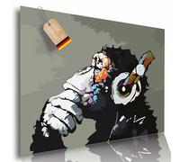 Lineo® Poster Wall Art Print - 60 x 42 cm Modern Street Art Graffiti Poster for Loft Living Room Decor (Monkey with Headphones)