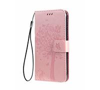 LINER Phone Cover for Xiaomi Poco F3, Premium PU Leather Cat Protective Cover Magnetic Closure Stand Function & Card Slot Wallet Case Flip Cover for Xiaomi Poco F3 - Rose Gold