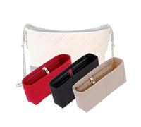 LinerLink Bag Organizer for Chanel Gabrielle Hobo Medium Bag(28L x 21H x 10D cm)|Handmade Custom Bag Insert|2mm Felt Bag Liner|Women Handbag Shaper (Beige, Style B: Side Zipper)
