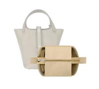 LinerLink Bag Organizer for Hermes Picotin PM 18 (13L x 18H x 18D cm)|Handmade Custom Bag Insert|2mm Felt Bag Liner|Women Handbag Shaper (Beige, Style B: Zipper Cap)