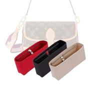 LinerLink Bag Organizer for LV Diane Handbag (24L x 15H x 9D cm)|Handmade Custom Bag Insert|2mm Felt Bag Liner|Women Handbag Shaper (Beige, Style A: Exposure)