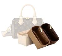 LinerLink Bag Organizer for LV Speedy Bandoulière 25 Bag(25L x 19H x 15D cm)|Handmade Custom Bag Insert|2mm Felt Bag Liner|Women Handbag Shaper (Beige, Style A)