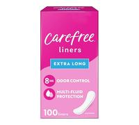 Carefree Panty Liners, Extra Long Liners, Unwrapped, Unscented, 100ct (Packaging May Vary)