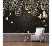 Lines Abstract Golden Banana Leaves Butterflies 3D Wallpaper Luxury Home Dining Decor Paste Sofa Living Room The Wall for Bedroom Mural-430cm×300cm