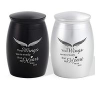 LINES ARTE 2.67 Inches Small Urns for Human Ashes Keepsake Set of 2, Mini Wings Cremation Urns for Human Ashes Adult Male or Female