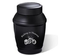 LINES ARTE 5.7 Inches Medium Size Urns for Human Ashes Adult Male,Black Motorcycle Urn Cremation Urns for Adult Ashes,Decorative Urns for Men