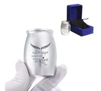 LINES ARTE Small Keepsake Cremation Urns for Human Ashes or Pet Ashes - Token Sharing Mini Memorial Urn with Velvet Bag(Silver)