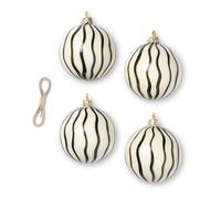 Lines Christmas Baubles - Set of 4 Dark green one size