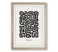 Lines of Peace Minimalist Framed Wall Art Print A4 (29.7×21cm) Oak, Wall Decor for Living Room, Bedroom, Office & Home, Ready to Hang, Art Gift