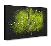 Lines Of The Leaf Paint Splash Canvas Print | Gallery Wrapped 30mm Frame Wall Art | 24x16 inches | Ready to Hang | Modern Floral Picture | Living Room Bedroom Lounge Office