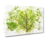 Lines Of The Leaf Watercolour Canvas Print | Gallery Wrapped 30mm Frame Wall Art | 24x16 inches | Ready to Hang | Modern Floral Picture | Living Room Bedroom Lounge Office