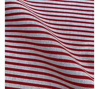 Lines & Stripes Print Cotton Rich Linen Look Fabric for Curtains Blinds Craft Bags Sewing Quilting Patchwork & Upholstery | 55" - 140 cm Wide | Sold by The Half Metre (Red)