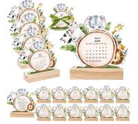 Lineshading 25 Sets Woodland Baby Shower Decorations Mini Desk Calendar Double-sided 2026-2027 with Thank You Card Desk Calendars with Wood Base Gender Reveal Party Favors for Guest New Parents