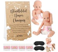 Lineshading Baby Shower Game Accessories for Blindfold, Diaper Change, Baby Dolls with Blindfold, Diapers, Baby Diapers, Racing Game Set for Baby Shower (Brown, Star)