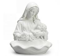 Lineshading Our Lady of Grace Statue Virgin Mary Keepsake Rosary Holder, 5" Blessed Mother Statues, Resin Relic, Catholic Gifts for Women Religious Home Decor (Virgin and Child,White)