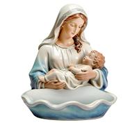 Lineshading Our Lady of Grace Statue Virgin Mary Keepsake Rosary Holder, 5" Blessed Mother Statues, Resin Relic, Catholic Gifts for Women Religious Home Decor (Blue & White)