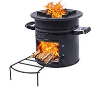 Lineslife Camping Rocket Stove Wood Burning Portable for Cooking, Outdoor Camping Wood Stove with Carrying Bag for Backpacking Emergency RV Survival, Versatility of Fuel, Black Round Single Door