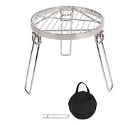 Lineslife Folding Campfire Tripod for Cooking, Portable Camping Tripod Stand with Grill Grate for Solo Stove Bonfire Fire Pit, Dutch Oven, Open Fire, Stainless Steel