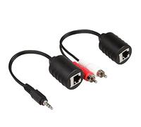 LINESO 3.5mm Stereo To RCA Red White Audio Balun Extender Over Cat5