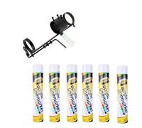 LineStar 6x Aerosol Floor Line Marker Spray Paint Black & 1x Handheld Applicator. Bundle. Ideal for Schools, Sports Surfaces, Industrial Marking or Safety Marking (1x Handheld + 6 White Line Marker)