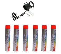 LineStar 6x Aerosol Floor Line Marker Spray Paint Black & 1x Handheld Applicator. Bundle. Ideal for Schools, Sports Surfaces, Industrial Marking or Safety Marking (1x Handheld + 6 Red Line Marker)