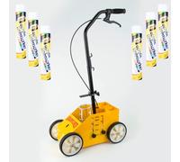 LineStar White Floor Line Marker Spray Paint x6 Aerosols & 4 Wheel Pro Model Line Marker Spray Paint Applicator. For Schools, Sports Surfaces, Industrial marking,Safety Marking (4 Wheel & 6X White)