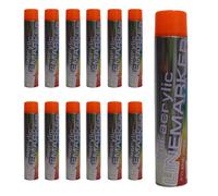 LineStar x12 Orange Aerosol Floor Line Marker Spray Paint 7 Colours.Ideal for Schools, Sports Surfaces, Industrial Marking or Safety Marking or Line Marker Machines(Orange x12)