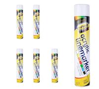 LineStar x6 White Aerosol Floor Line Marker Spray Paint 7 Colours.Ideal for Schools, Sports Surfaces, Industrial Marking or Safety Marking or Line Marker Machines(White x6)