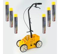 LineStar Yellow Floor Line Marker Spray Paint x6 Aerosols & 4 Wheel Pro Model Line Marker Spray Paint Applicator. For Schools, Sports Surfaces, Industrial marking,Safety Marking (4 Wheel & 6X Yellow)