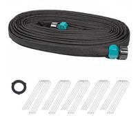 LINEX Flat Soaker Hose 1/2" x 75 ft with Stake for Garden Beds Drip Hoses Irrigation Sprinkler Heavy Duty Save Water 80%