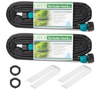 LINEX Flat Soaker Hose 30 ft for Garden Beds, Drip Hoses 1/2'' x 15 ft 2 Pack Save Water 80%, Heavy Duty Irrigation Hose Sprinkler Hose
