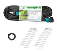 LINEX Garden Flat Soaker Hose 1/2" x 25 ft with Stake for Garden Beds Drip Sprinkler Hoses Heavy Duty Save Water 80%