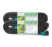 LINEX Garden Flat Soaker Hose 50 ft for Garden Beds, 1/2'' x 25 ft 2 Pack Drip Irrigation Hoses Save Water 80% Heavy Duty for Vegetable