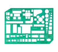 Linex Interior Design Stencil Template - Furniture Layout Planner for Home Design, Transparent Green Drawing Template with Measurements